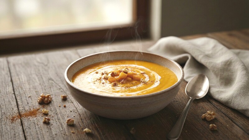 Crema de Calabaza y Manzana con Canela