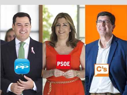 Juanma Moreno, Susana Díaz og Juan Marín Lozano